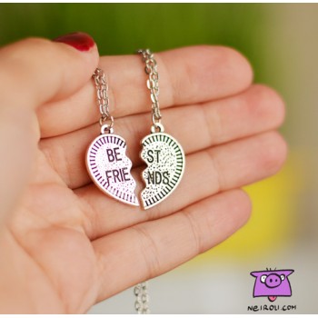 Набор кулонов для друзей Best Friend. Сердце узор